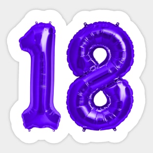 Bright Purple 18th Birthday Metallic Helium Balloons Numbers Sticker